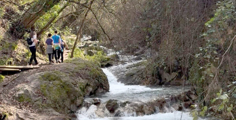 Visitantes por el río Cerezuelo, en Cazorla.